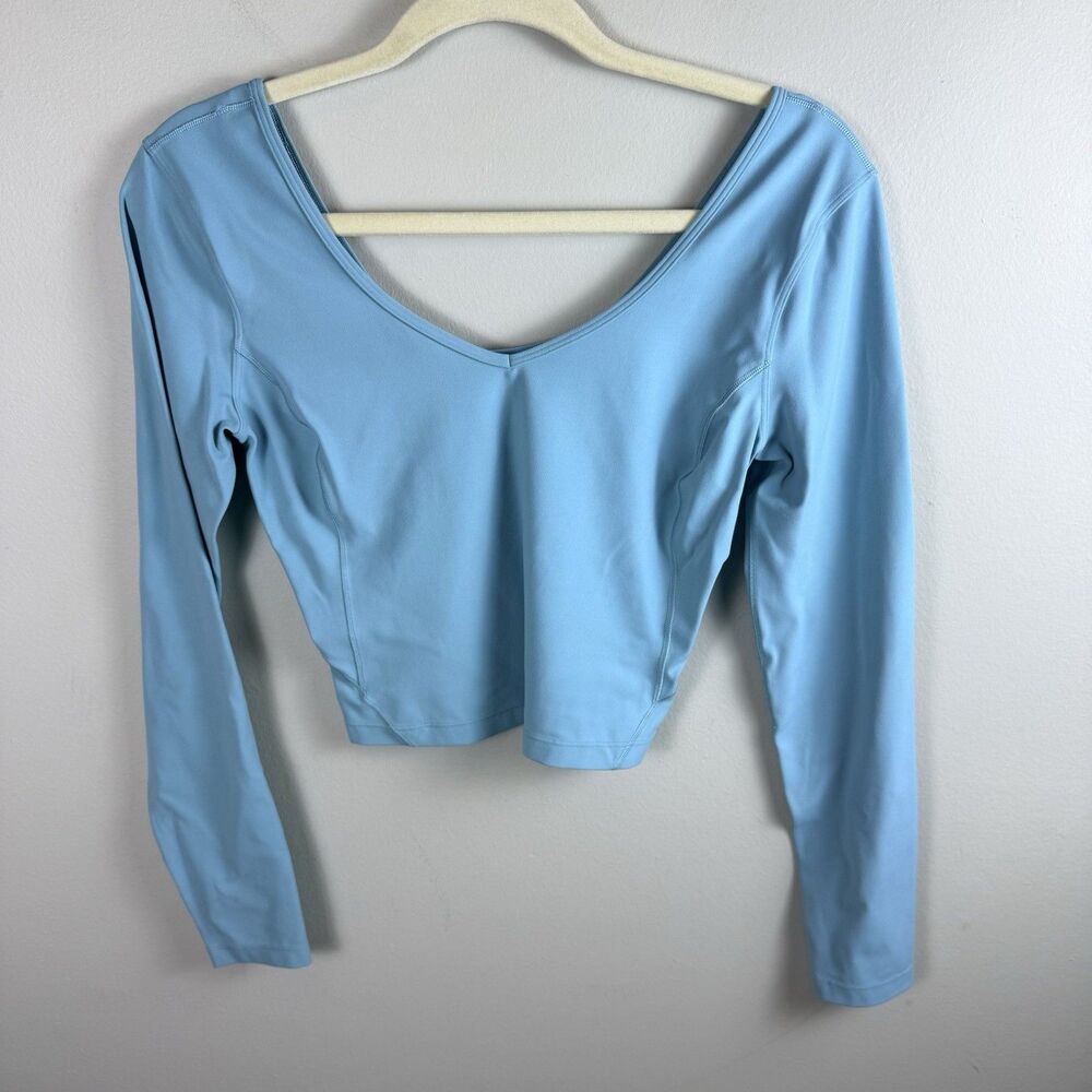 Lululemon Align Long Sleeve Cropped TDLT Tidewater Blue Size 4 Small Gym Yoga